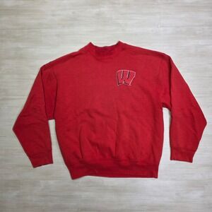 Salem Sportswear Wisconsin Badgers Sweatshirt Mens Large Red Vintage Stains READ